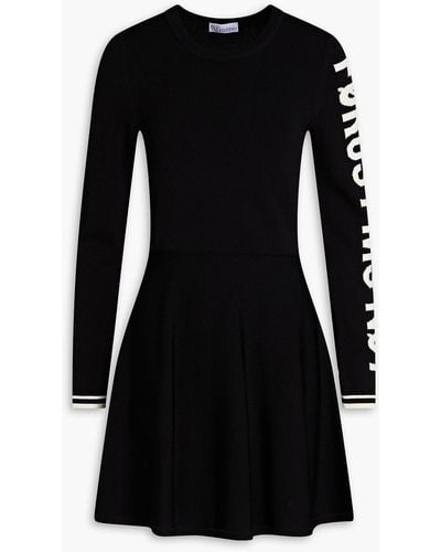 RED Valentino Two-tone Intarsia-knit Mini Dress - Black
