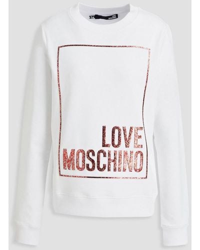 Love Moschino Glittered French Terry Sweatshirt - White