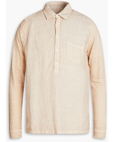 120% Lino Jersey-paneled Linen Shirt - Natural
