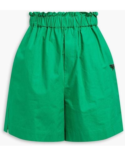 REMAIN Birger Christensen Camilia Embellished Cotton-poplin Shorts - Green