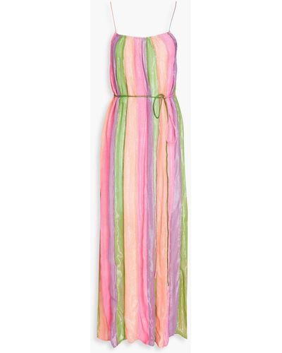Sundress Vanille Metallic Striped Georgette Maxi Dress - Pink