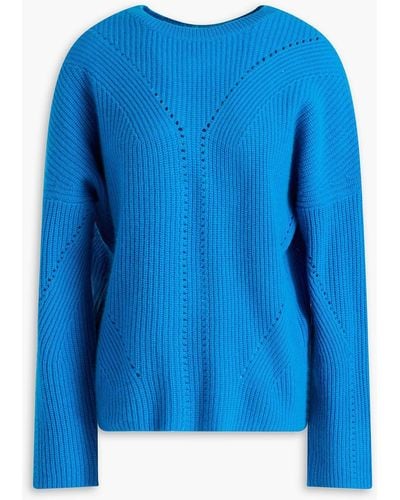 Maje Pointelle-knit Cashmere Jumper - Blue