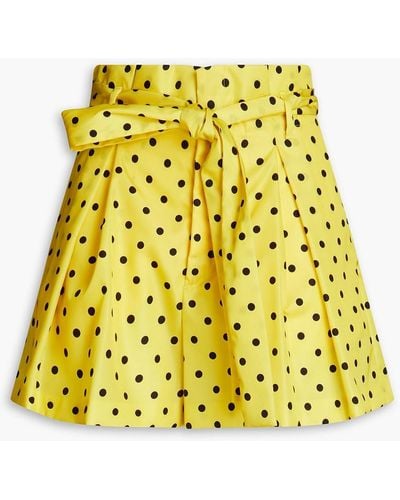 RED Valentino Pleated Polka-dot Twill Shorts - Yellow