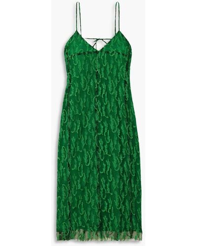 Victoria Beckham Fil Coupé Mesh Midi Dress - Green
