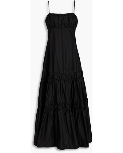 Nicholas Didi Gathered Cotton-poplin Maxi Dress - Black