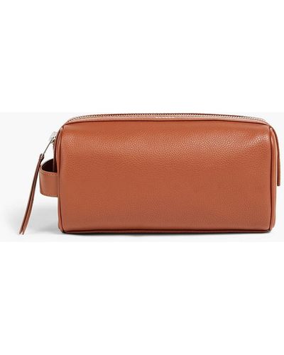 Sandro Leather-trimmed Faux Pebbled-leather Wash Bag - Brown