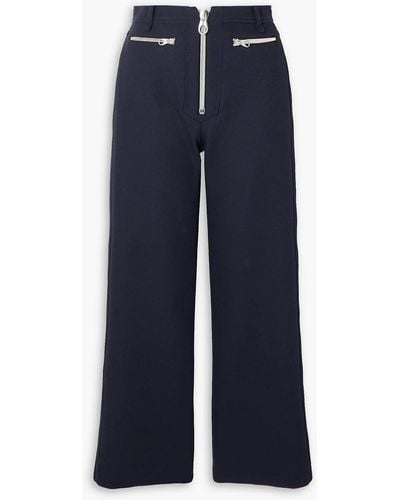 MERYLL ROGGE Zip-detailed Cotton-blend Gabardine Straight-leg Trousers - Blue