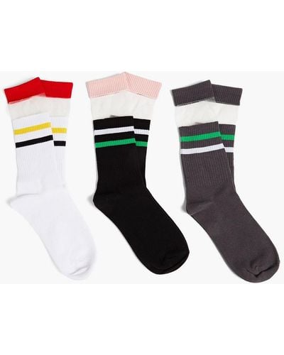 JW Anderson Set Of 3 Striped Ribbed Cotton-blend Socks - Black