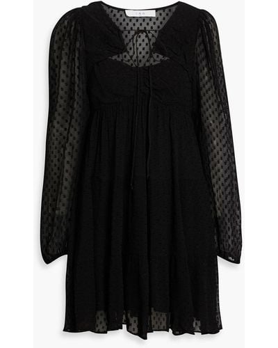 IRO Dixon Ruched Flocked Georgette Mini Dress - Black
