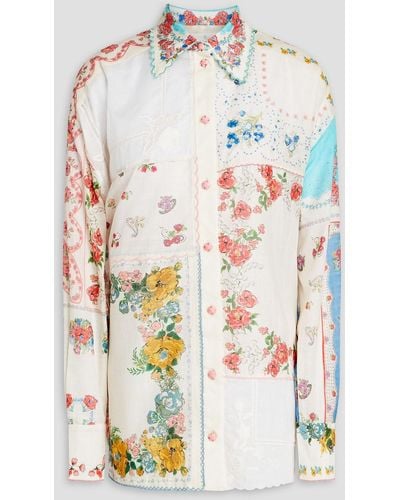 Zimmermann Patchwork Floral-print Cotton Shirt - White