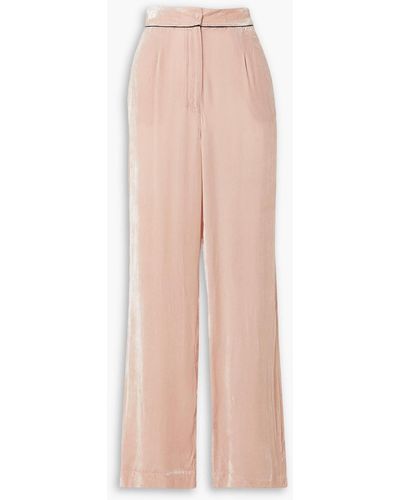Sleeping with Jacques Piped Velvet Pajama Pants - Pink