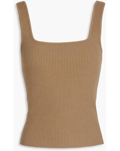 Vince Ribbed Jersey Tank - Brown