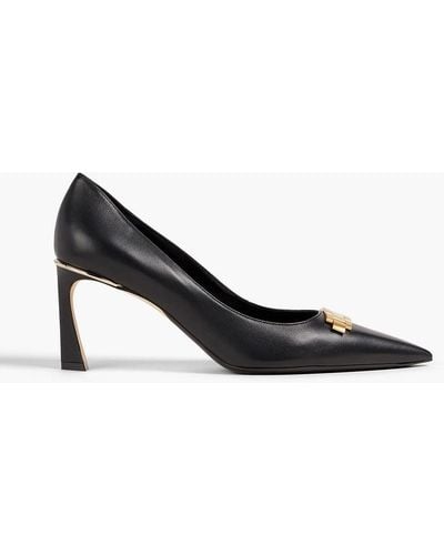 Victoria Beckham Chain-embellished Leather Court Shoes - Black