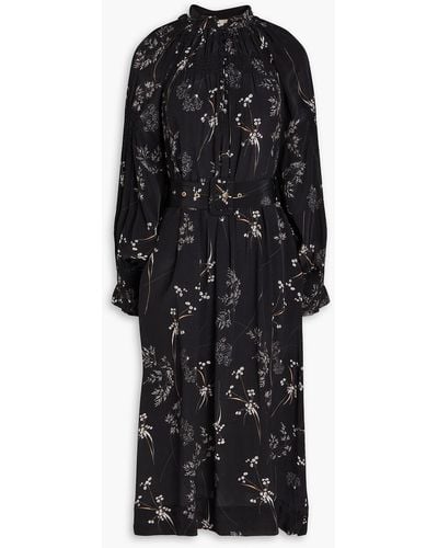 byTiMo Floral-print Satin Midi Dress - Black