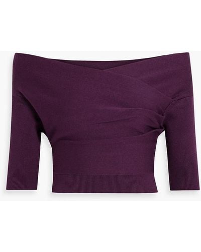 Michelle Mason Off-the-shoulder Cropped Cotton-blend Top - Purple