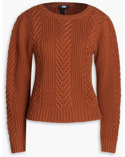 PAIGE Elizabeth Cable-knit Wool-blend Sweater - Brown