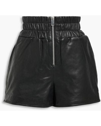 Walter Baker Dallas Shirred Leather Shorts - Black