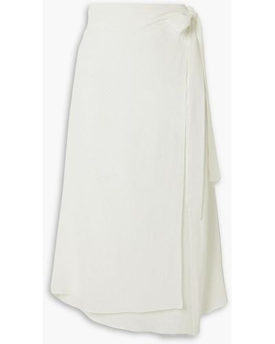 Odyssee Loren Crepe De Chine Midi Wrap Skirt - White