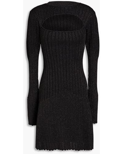 Nicholas Sully Cutout Metallic Ribbed-knit Mini Dress - Black