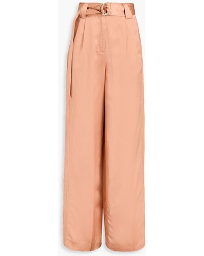 Zimmermann Belted Shantung Wide-leg Trousers - Pink