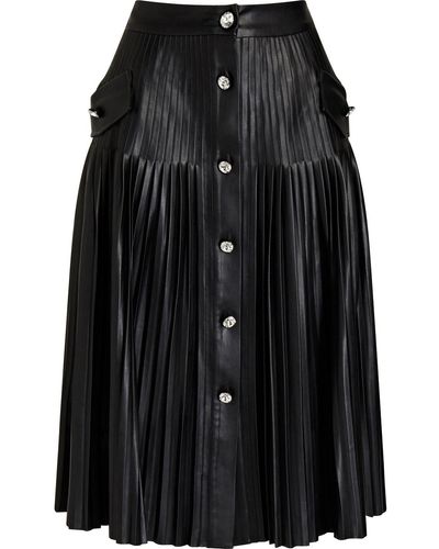 Huishan Zhang Bailey Pleated Faux Leather Skirt - Black