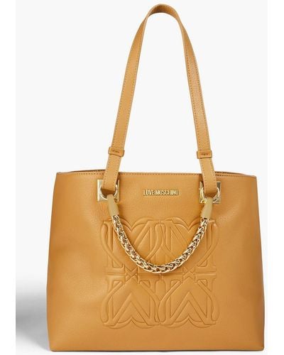 Love Moschino Embossed Faux Textured-leather Tote - Natural