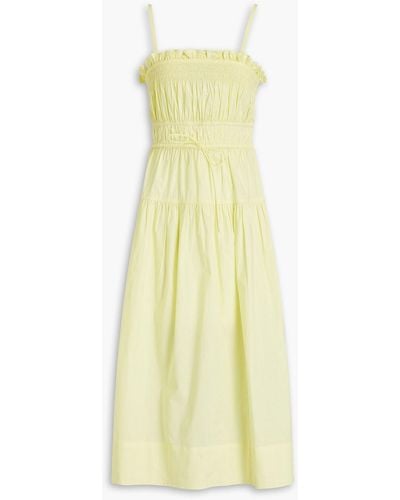 Ulla Johnson Lisbet Shirred Cotton-poplin Midi Dress - Yellow