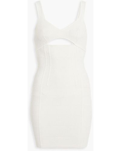 Hervé Léger Cutout Textured-bandage Mini Dress - White