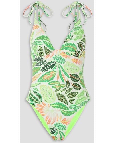 Solid & Striped The Olympia Reversible Printed Swimsuit - Green
