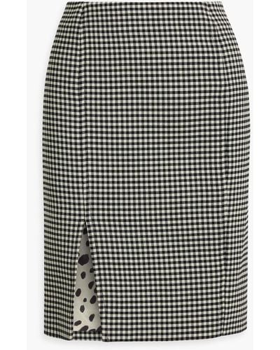 Marni Gingham Wool-blend Skirt - Gray