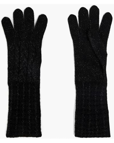 N.Peal Cashmere Metallic Cashmere-blend Gloves - Black
