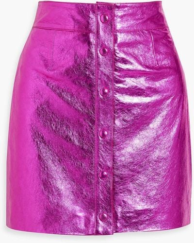 Walter Baker Amy Metallic Textured-leather Mini Skirt - Pink