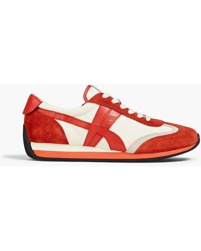 Tory Burch Hank Suede And Shell Trainers - Red