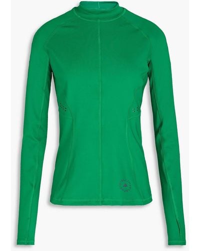 adidas By Stella McCartney Logo-print Stretch-jersey Top - Green