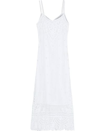 LoveShackFancy Bethan Lace-paneled Open-knit Cotton Midi Slip Dress - White