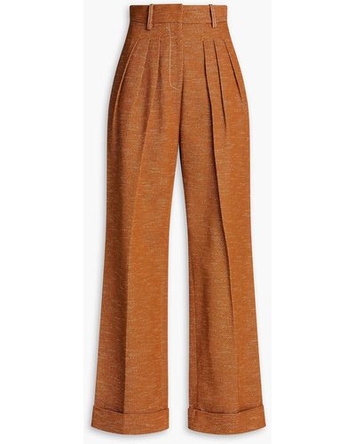 Emilia Wickstead Francis Cotton-blend Twill Wide-leg Trousers - Brown