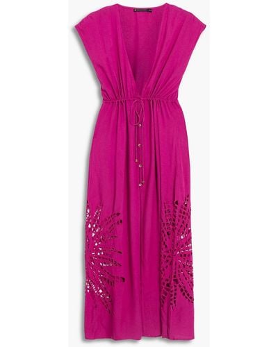 ViX Broderie Anglaise Voile Midi Dress - Pink