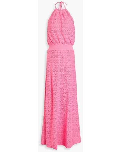 Melissa Odabash Maeva Crocheted Halterneck Maxi Dress - Pink