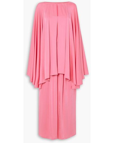 Racil Ana Cape-effect Stretch-satin Jersey Maxi Dress - Pink