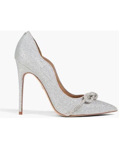 Sam Edelman Deela Embellished Glittered Leather Court Shoes - White