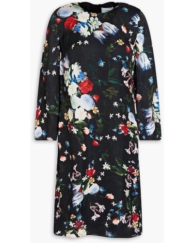 Erdem Emma minikleid aus satin mit floralem print - Schwarz