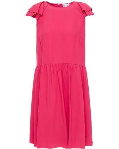 RED Valentino Ruffle-trimmed Gathered Satin-crepe Mini Dress - Pink