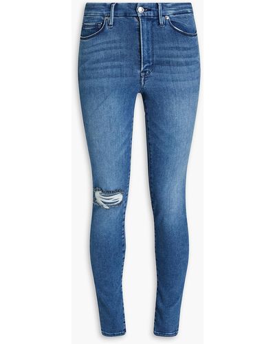 GOOD AMERICAN Always Fits Good Waist Distressed High-rise Skinny Jeans - Blue