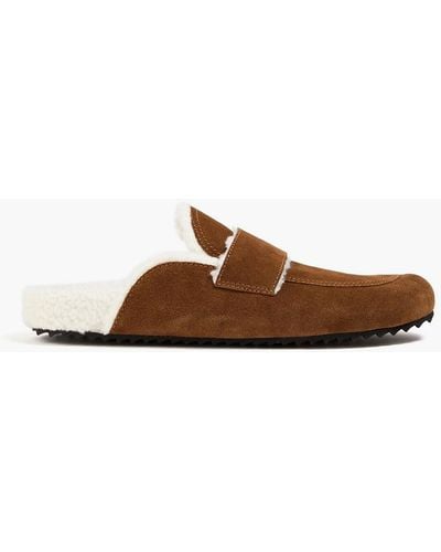 James Perse M's Faux Shearling-line Suede Slippers - Brown