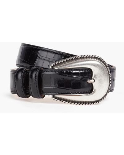 IRO Croc-effect Leather Belt - Black
