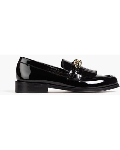 FRAME Le Ayana Chain-embellished Fringed Patent-leather Loafers - Black