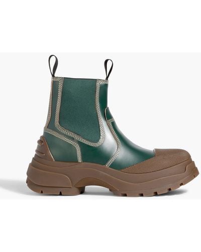 Maison Margiela Rubber And Leather Chelsea Boots - Green