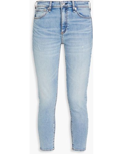 Rag & Bone Cate Cropped Distressed Mid-rise Skinny Jeans - Blue