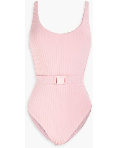 Melissa Odabash St. Tropez Belted Ribbed Swimsuit - Pink
