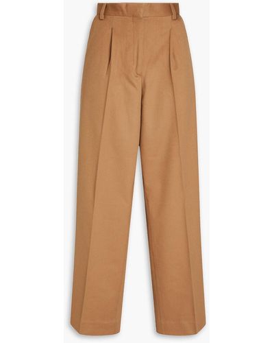 Officine Generale Sophie Pleated Wool Wide-leg Trousers - Natural